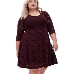 Torrid Floral Lace Fluted‎ Whimsigoth Fairy Grunge Dress 2X